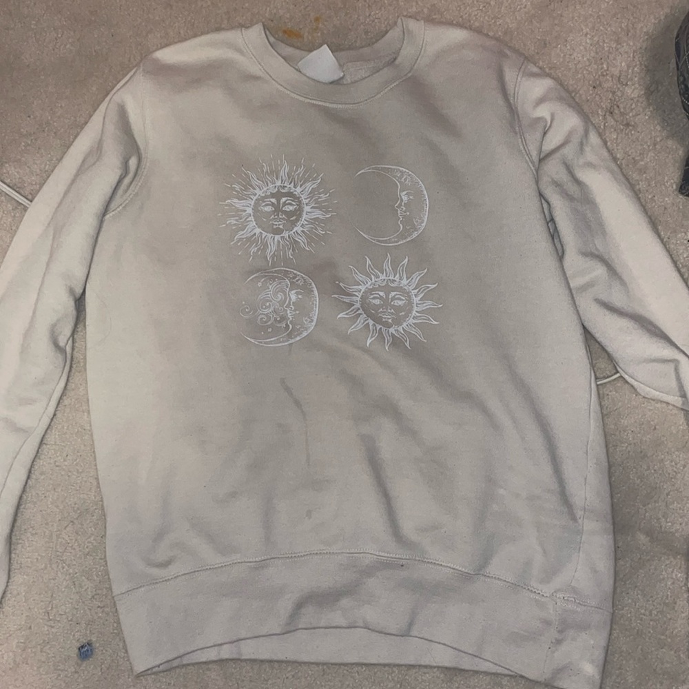 Pacific & Co beige sun and moon sweater
